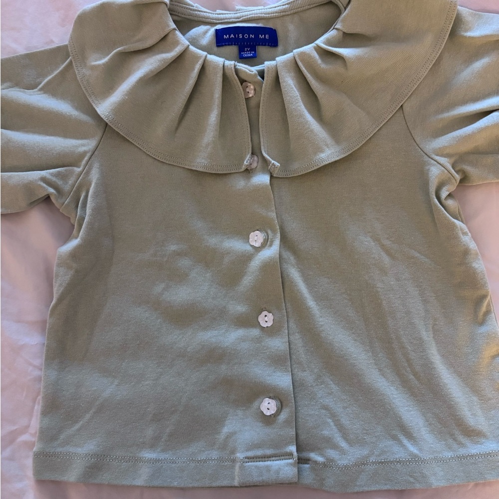 Maison Me Kids Sage Ruffle Collar Blouse